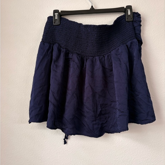 aerie Navy Smocked Waist Textured Skirt - Picture 3 of 3